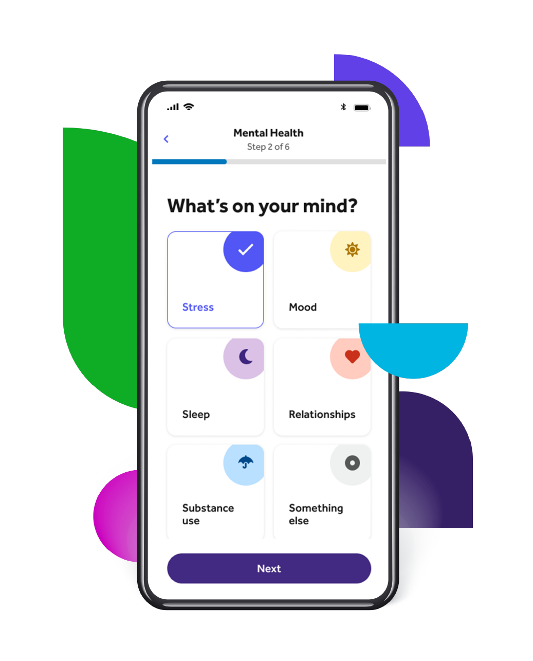 Screen showing mental health in Teladoc Health app