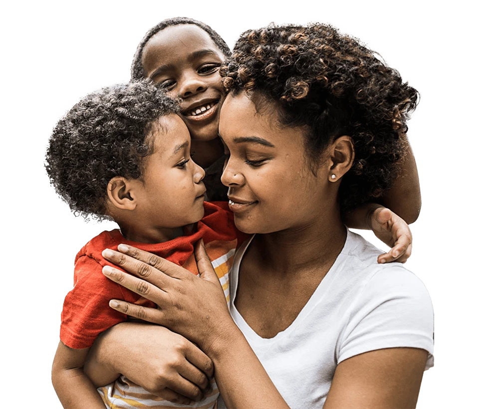 Woman with her two children