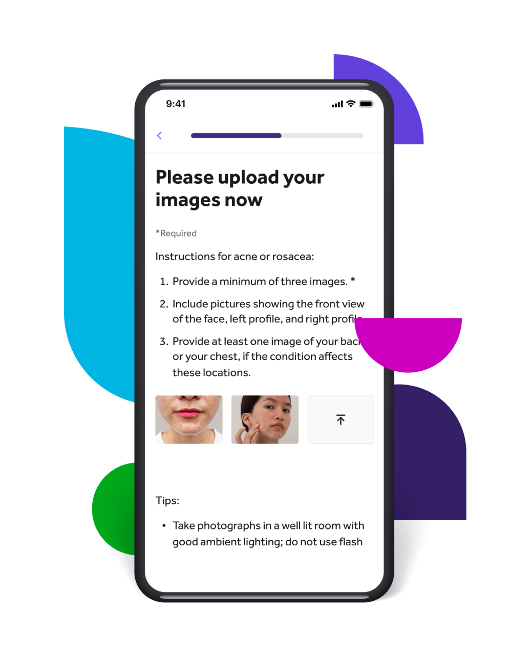 Screen showing the dermatology service in the Teladoc Health app