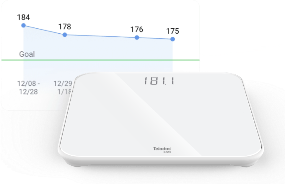 Weight scale with weight history graphic