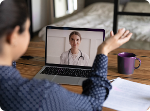 Patient talking with doctor in online video session