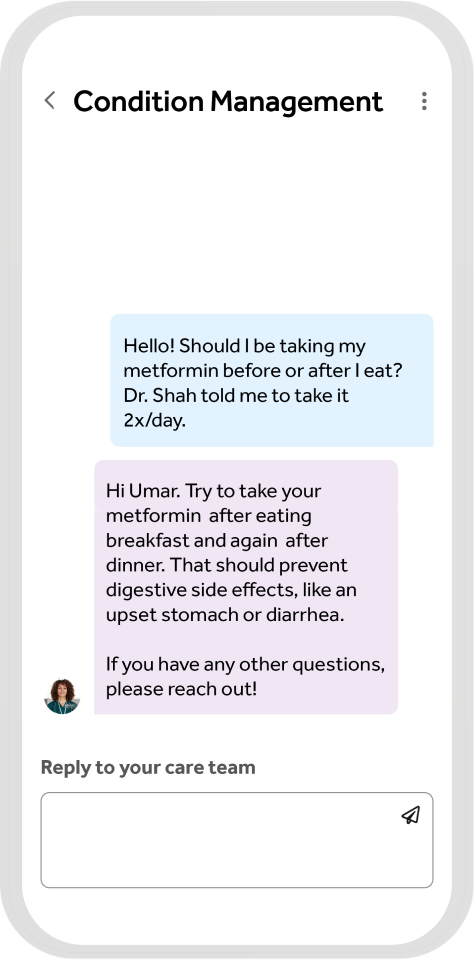 Text conversation with a doctor over Teladoc Health's app