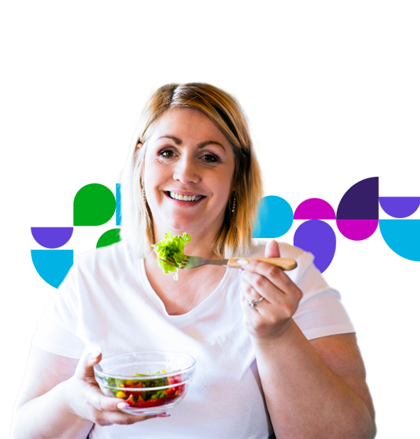 Woman eating a salad