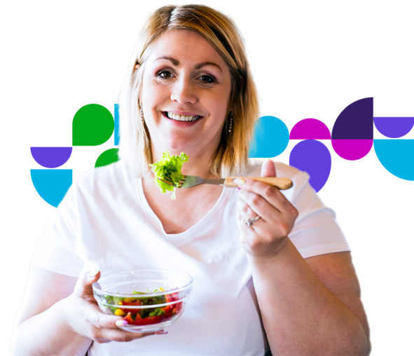 Woman eating a salad