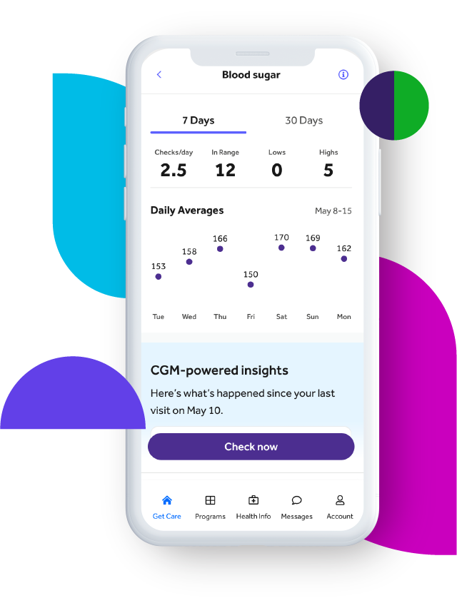 Phone with the Teladoc app on showing blood sugar results