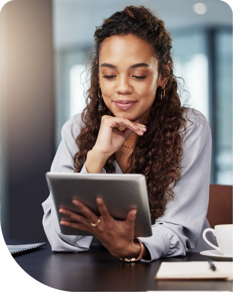 Woman viewing her device